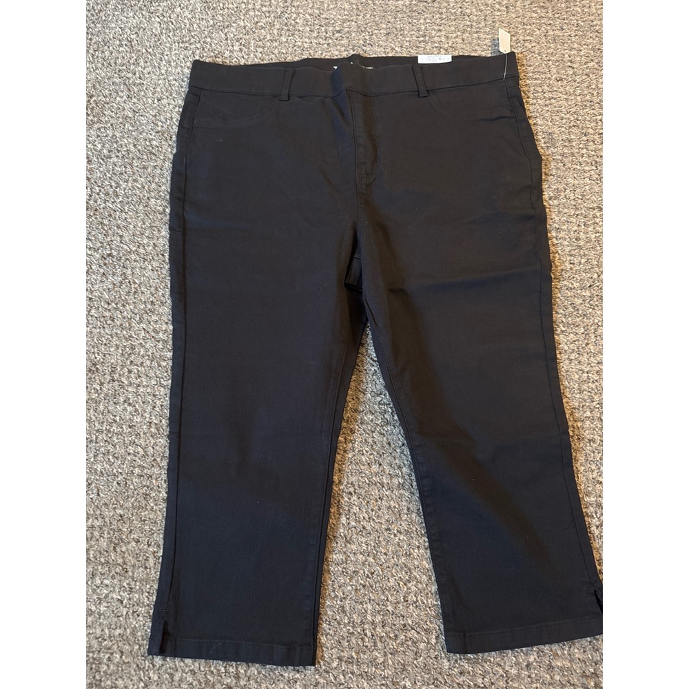 Terra & Sky Black High Rise Capri Jeggings Tummy Control Plus Size 2X 20W-22W